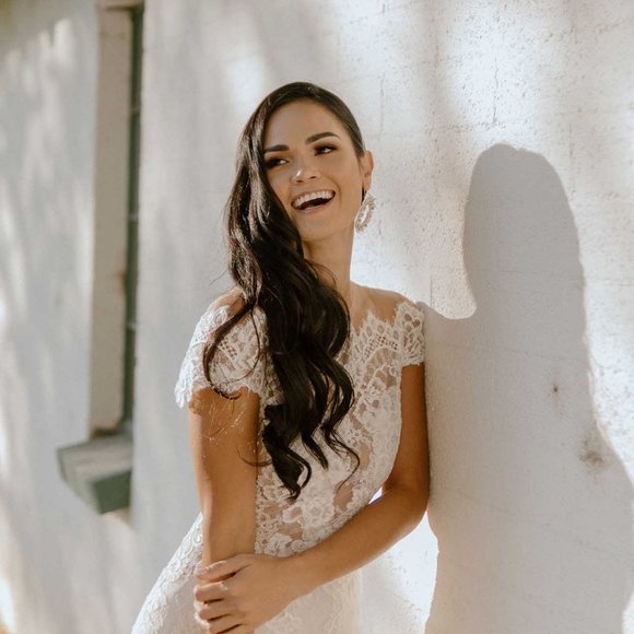 INES DI SANTO "Giselle" Off-White French Lace Wedding Dress - NEW - Picture 3 of 3